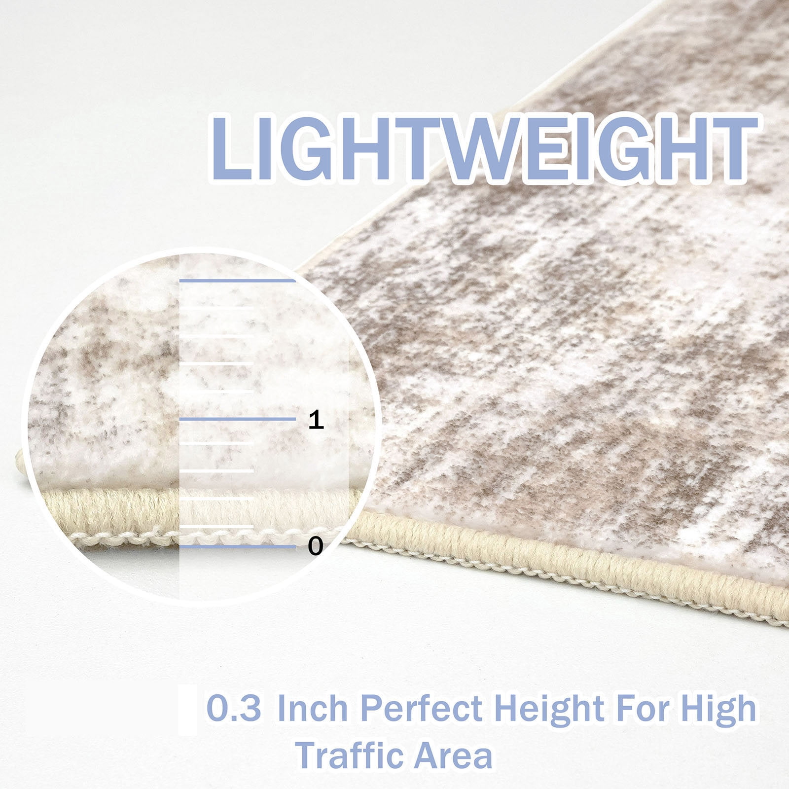 iOhouze Hallway Runner Rugs 2x8 Abstract Washable Runners Non Slip Kitchen Runner Low Pile Soft Printed Faux Wool Abstract Floor Runner for Indoor Bedroom Entryway Laundry Room, Beige Brown
