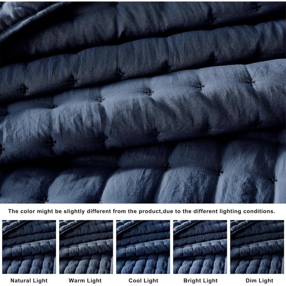 Navy Blue Queen Size Quilt Bedding Sets with Pillow Shams