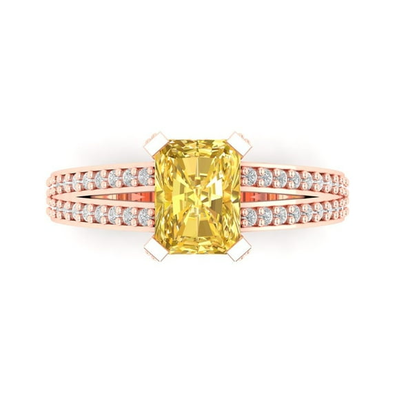 Solitaire with Accents Engagement Ring for Women - 2.45ct Natural Citrine in 18K Rose Gold Promise Ring