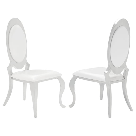 Coaster Anchorage Side Chairs Creamy White and Chrome (Set of 2)-Color:Creamy White,Quantity:2,Style:Hollywood Glam