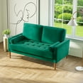 thumbnail image 6 of Velvet Spring Couch, 56" Comfy Loveseat Sofa Green, Mid Century Modern Tufted Sofa Couch, Small Couch with Solid Wood Frame, 2 Seater Sofa for Living Room, Bedroom, Apartment, Small Spaces, 6 of 7