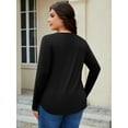 thumbnail image 6 of FlorCurve Plus Size Henley Shirts for Women Long Sleeve V Neck Shirt Rayon Tunic Tops Casual Button Up Blouse, Black XL, 6 of 7