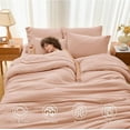 thumbnail image 2 of 7 Pieces Queen Comforter Set, Soft Bed in a Bag Queen Size, All Season Bedding Set with Comforter, Flat Sheet, Fitted Sheet, Pillowcases & Shams, Rose Gold, 2 of 8