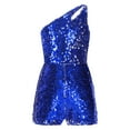 thumbnail image 3 of vastwit Kids Girls Sparkle Sequins Party Leotard One Shoulder Sleeveless Jumpsuit Pageant Ballroom Royal Blue 6, 3 of 7