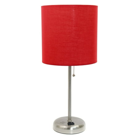 LimeLights Stick Lamp with Outlet and Fabric Shade