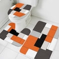 thumbnail image 3 of Burnt Orange Black Bath Mat 3 Piece Bathroom Rug Set, Modern Abstract Geometric Non Slip Bath Rug Contour Mat and Toilet Lid Cover, Absorbent Shower Mats Soft Bath Rugs and Mats Sets, 3 of 8