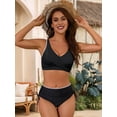 thumbnail image 4 of Conjuntos de Bikini para Mujer, Traje de Baño de Dos Piezas con Escote en V y Cintura Alta, con Costuras de Concha. Negro M, 4 of 7