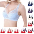 thumbnail image 2 of Gswybco 3PC Seamless Bras for Women Plus Size Lace Underwear Solid Color Everyday Brassiere Breathable Full Coverage Wireless Bras, 2 of 5