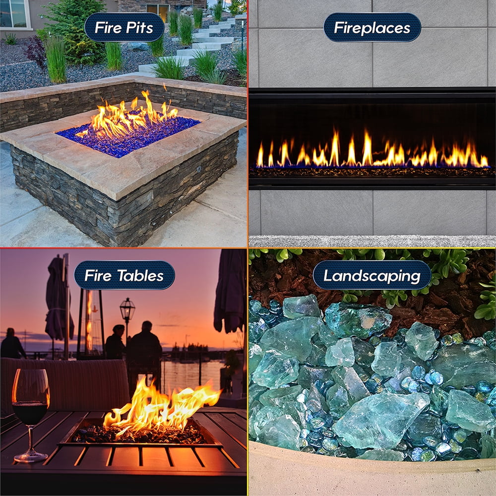 Cobalt Blue or Gas Log Sets 1/2-Inch Onlyfire Fire Glass Cashew for Natural or Propane Fire Pit 10-Pound Fireplace 