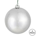 thumbnail image 2 of Vickerman 4.75" Silver Shiny Ball Ornament, 4 per Bag, 2 of 3