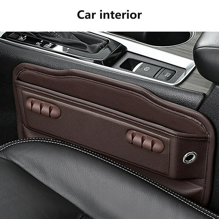 Grofry Faux Leather Car Seat Gap Filler，Center Console Seam Organizer  Storage Box Plug-In Vehicles Seat Clip Case Auto Interior