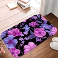 thumbnail image 5 of 1pc Floral Pattern on Black Absorbent Non-Slip Bathroom Thickened Flannel Rug Decor,Soft,Quick Drying,Suitable For Indoor/outdoor Use,Bathrooms,Bedrooms,Kitchens,Terrace,Laundry Rooms,16"x24", 5 of 9