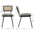 thumbnail image 3 of Dayalane Rattan Dining Chairs Set of 4, Leather Upholstered Kitchen Chairs with Cane Back, Mid-Century Modern Armless Dining Side Chairs with Metal Legs for Dining Room Living Room Restaurant, Green, 3 of 9