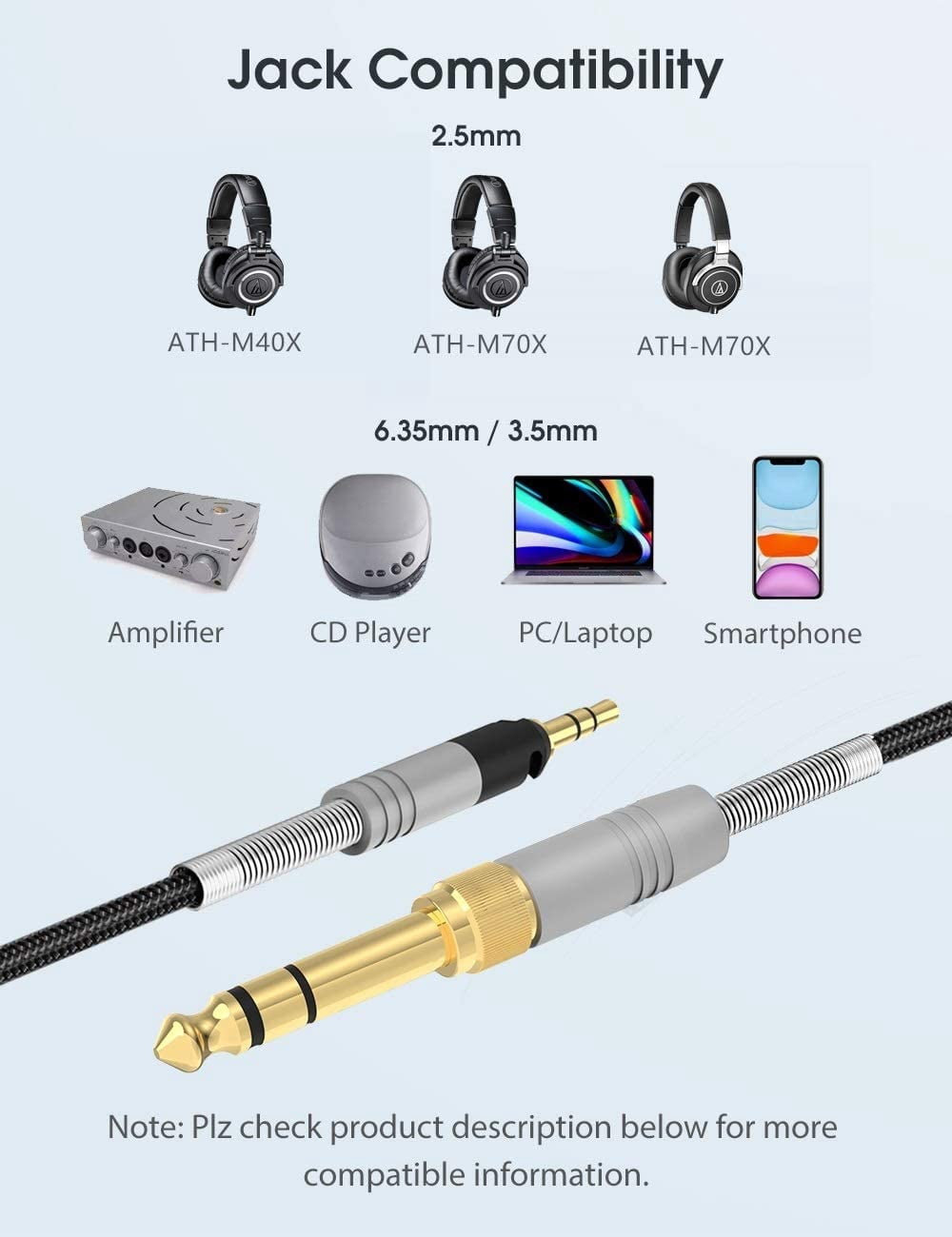 5ft Headphone Aux Replacement Cable 