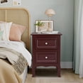 thumbnail image 2 of PAPROOS Set of 2 Nightstand Bedroom Bedside Table with Drawers Storage, Country Style Night End Table with Mental Handle, Suitable for Living Room Bedroom, Brown, 2 of 13