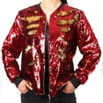 thumbnail image 1 of AWZXDE Women's Fashion Trendy Zipper Sequins Jacket Baseball Varsity Style For Game Celebrations Cheerleading And Fun Events Sparkly And Eye Catching Red,XXL, 1 of 3