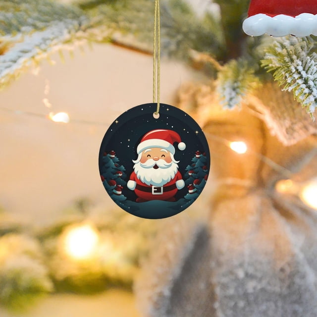 Ganfancp Decoración Navideña Redonda Papá Noel Sonriente Decoración Redonda Decoración para El Árbol de Navidad con Cordón Ligero Ofertas Del Día Sólo En Línea 1*Encanto de Papá Noel