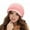 Pink, variant on Winter Women Hat Solid Color Commuting Beanie Headgear Thick Plush Knitted Short Brim Windproof Heat Retention Hat Outdoor