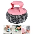 thumbnail image 2 of Gift Giving Clearance! Stainless Steel Scrubber, Steel Wool Scrubber, Dish Scrubber, Pot Scrubber, Pan Scrubber, Sink Cleaning Scrubber, for Pots, Pans, Sinks, Kitchen Cleaning (Pink, 8 cm), 2 of 5