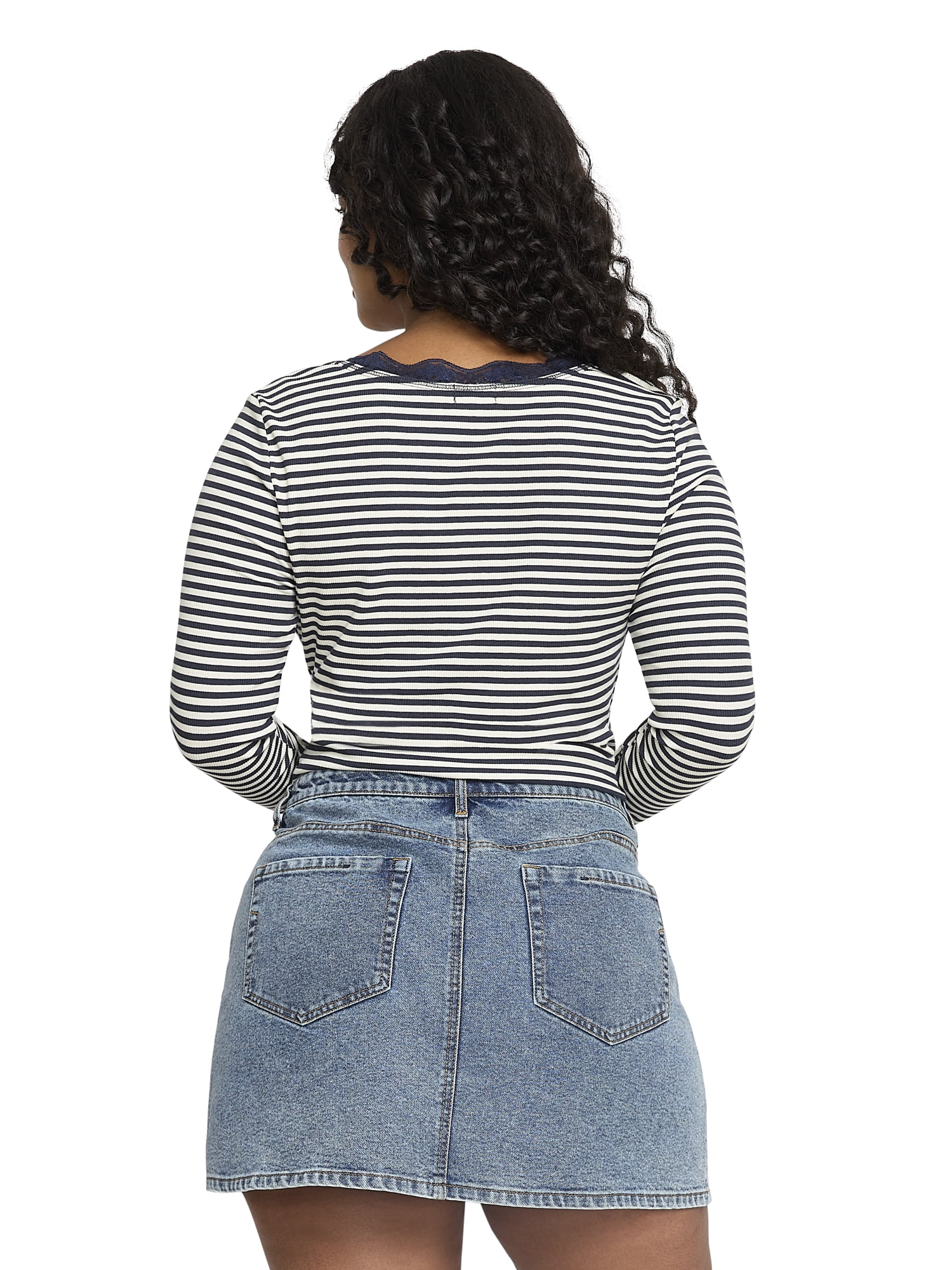 Mills by Millie Bobby Brown Women's Cut and Sew Henley Long Sleeve Top, Sizes XXS-XXXL