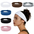 thumbnail image 1 of Diademas Únicas para Mujeres, Diadema Elástica Antideslizante, Banda de Cabello Deportiva que Absorbe la Humedad, Gris, 6 Pcs, 1 of 7