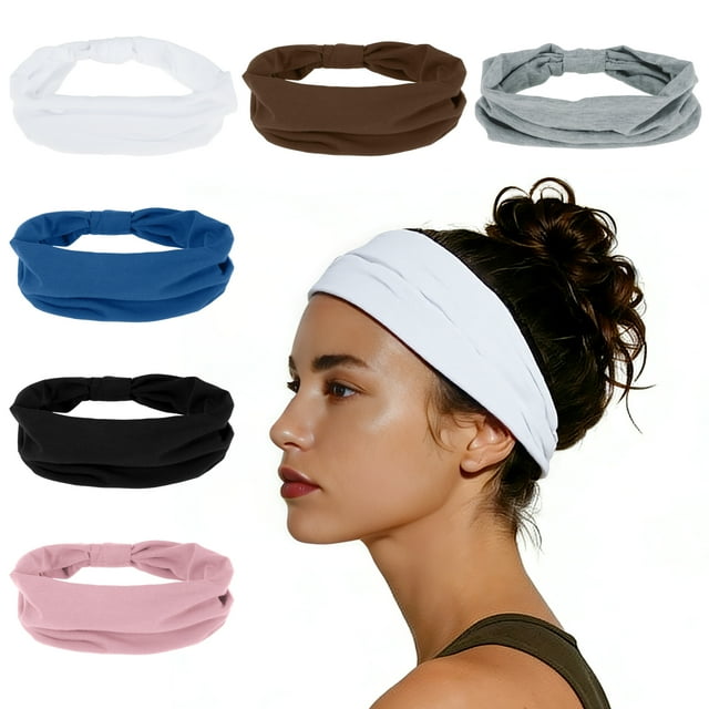 Diademas Únicas para Mujeres, Diadema Elástica Antideslizante, Banda de Cabello Deportiva que Absorbe la Humedad, Gris, 6 Pcs