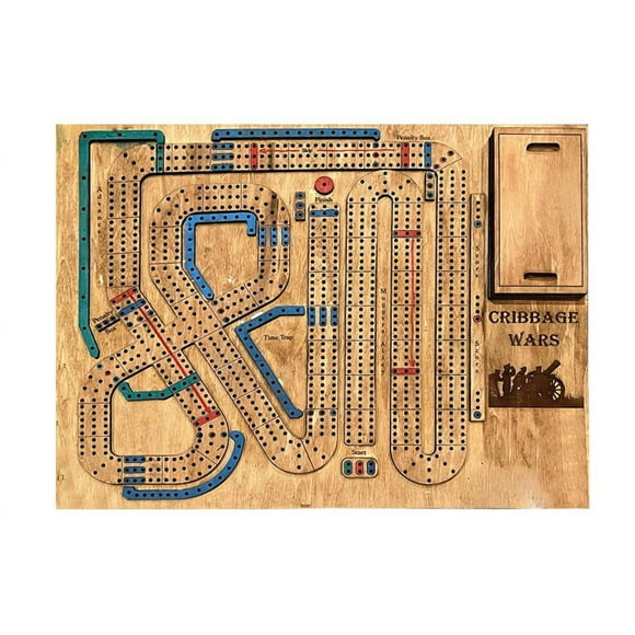 Cribbage Wars Board Game, 2024 Cribbage War Game, 2024 New Wooden Cribbage Board Game Set, Traditional Wooden Board Game, Traps Cribbage Games for Families, 11.8x9.8 in