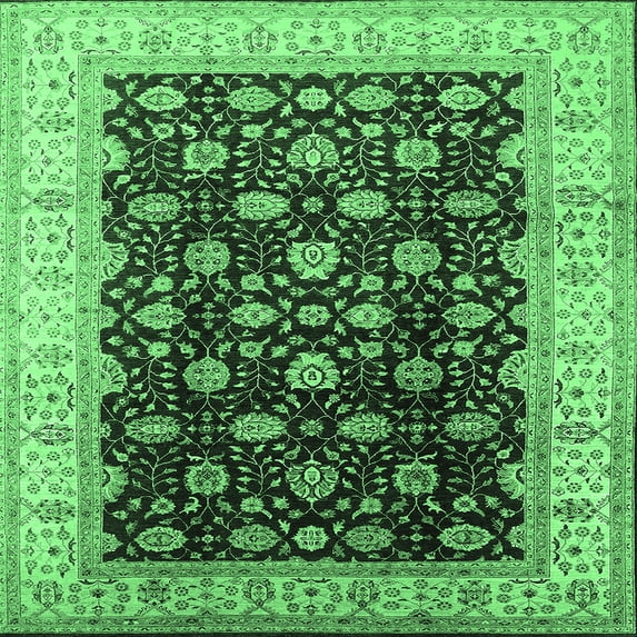 Ahgly Company Indoor Square Oriental Emerald Green Traditional Area Rugs, 4' Square