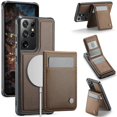 thumbnail image 1 of For Samsung Galaxy S21 Ultra 5G Leather Back Cover Compatible with MagSafe JEEHOOD J06 Phone Case wi, 1 of 5