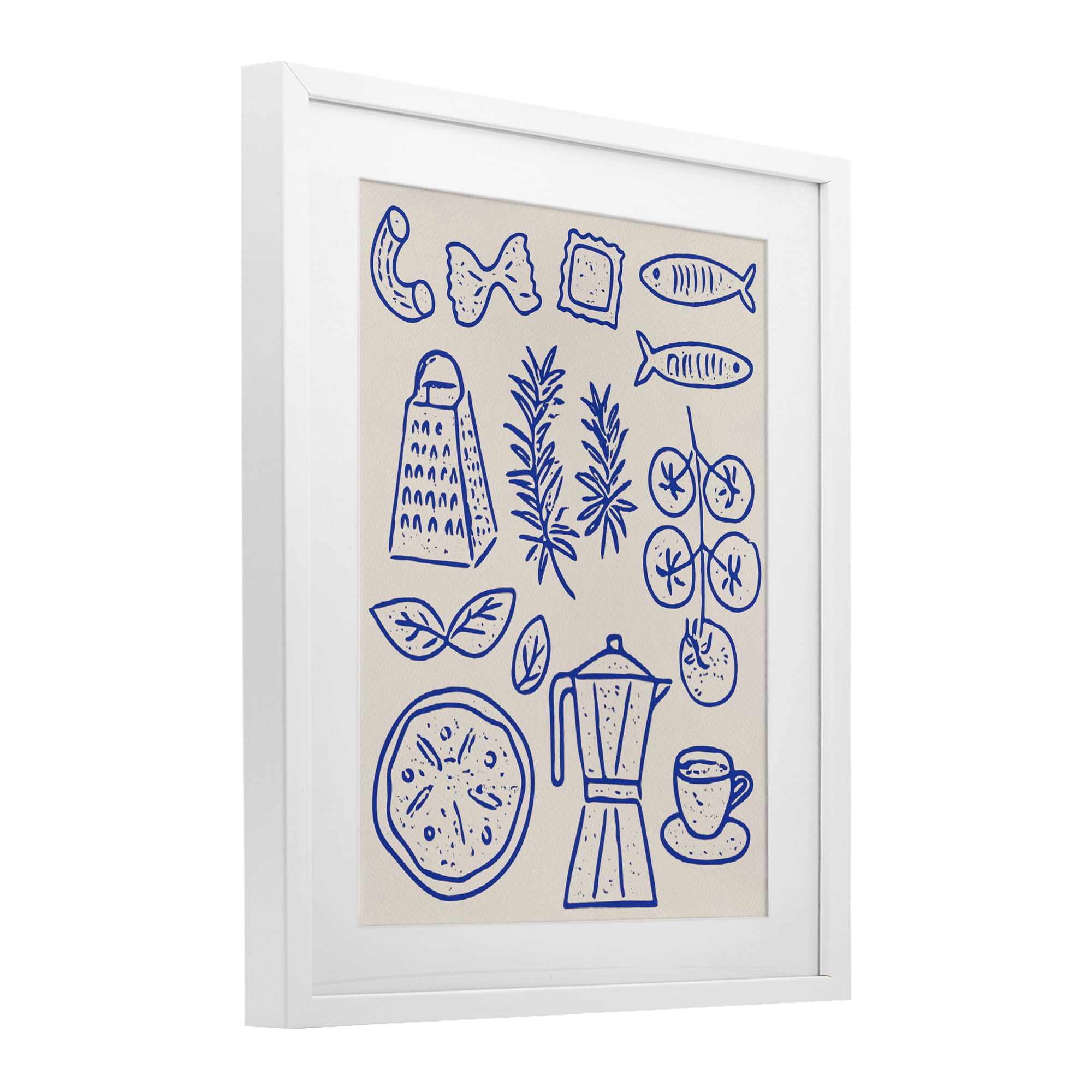 Stupell Industries Pasta & Espresso Simplicity White Framed Print Under Glass, design by Camila Juncos