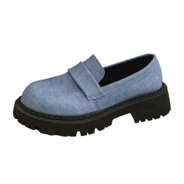 Dsscvnef Espadrilles Décontractées pour Femmes Style Britannique Mocassins Rétro Confort Orthopédique Semelles Épaisses pour Printemps Automne Marche