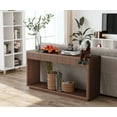 thumbnail image 4 of 60" Modern 2 Drawer Fluted Console Table with Bottom Storage,Entryway Sofa Table with Premium Real Wood Veneer MDF,Contemporary Minimalist Table for Living Room,Hallway,Easy Assembly,Walnut, 4 of 7