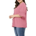 thumbnail image 5 of Agnes Orinda Women's Plus Size Blouse Ruffle Front Smocked Sleeves V Neck Solid Casual Tops 4X Pink, 5 of 8