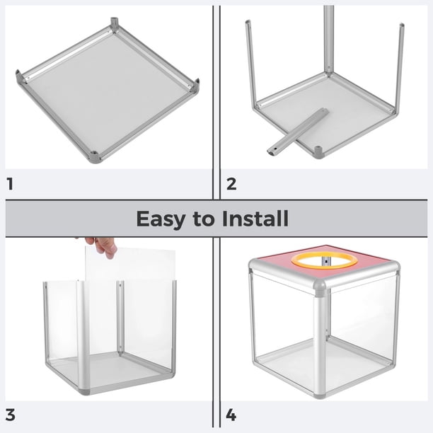 Caja De Lotería Transparente De Acrílico Y Aluminio 25x25x25 Cm - Ideal Para Sorteos, Votaciones Y Eventos