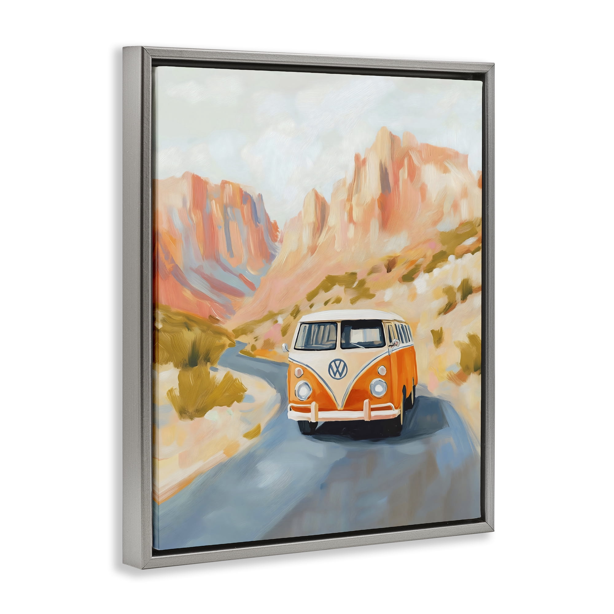 Stupell Industries Van Life Desert Canyon Gray Framed Floater Canvas Wall Art, design by The Prints Vibe