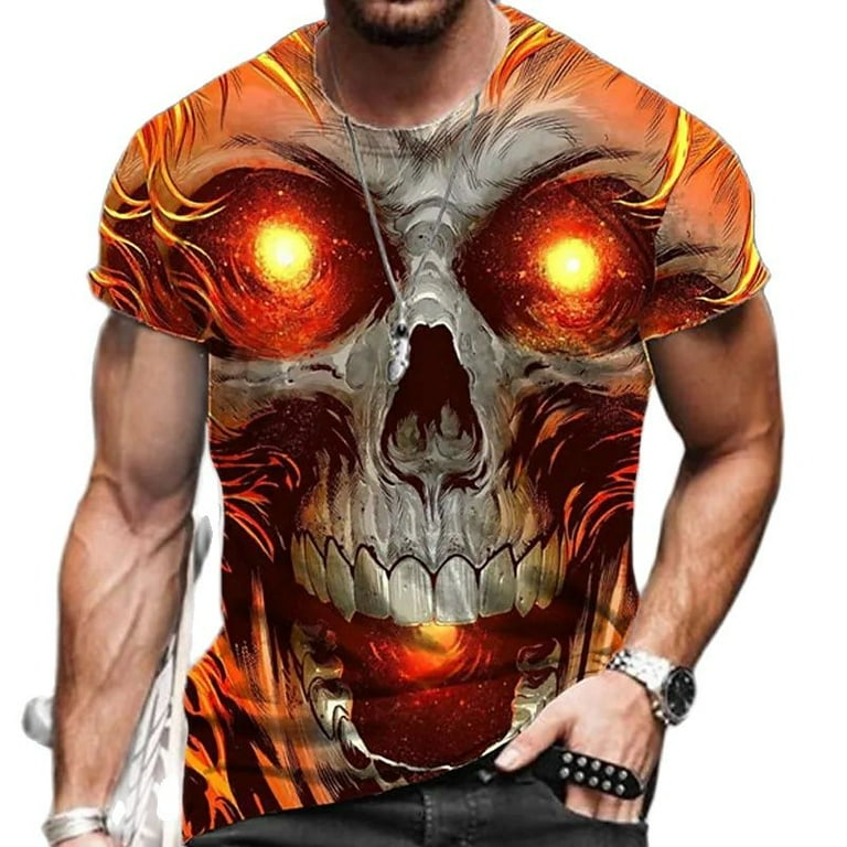 Kong Xiang Vintage Skull T Shirt for Men 3D Printed Skull Men s T shirts Oversized Short Sleeve Tops Tee Shirt Men Death Clothing Camiseta Adult