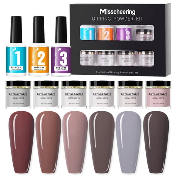 Graflsoa DIY Nail Dipping Powder Kit with 6 Colors, Base & Top Coat, Activator Gel - No UV Lamp Needed, Safe for All Skin Types, Perfect for Home Manicures