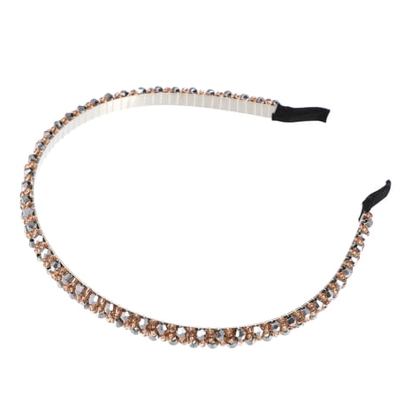 Vocoste 1 Pcs Hairband for Women 2 Rows Rhinestone Headband Gray 0.31 Inch Wide