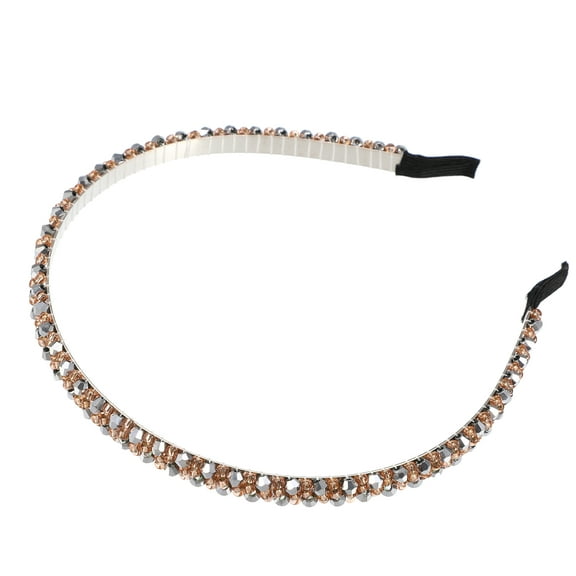 Vocoste 1 Pcs Hairband for Women 2 Rows Rhinestone Headband Gray 0.31 Inch Wide