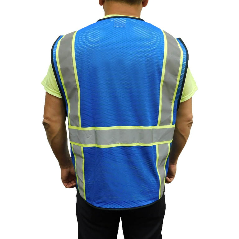 3C Products Non-ANSI/ISEA 107-2015 Class 2 Royal Blue Ultra Soft Mesh  Surveyor Safety Vest w/ Multi-Pockets, Mic Tabs and Pen Holder - SV2510-5XL