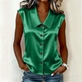 thumbnail image 5 of cocolona Womens Summer Satin Tank Tops Lapel Sleeveless Button Shirts Trendy Casual Solid Color Blouses, 5 of 5