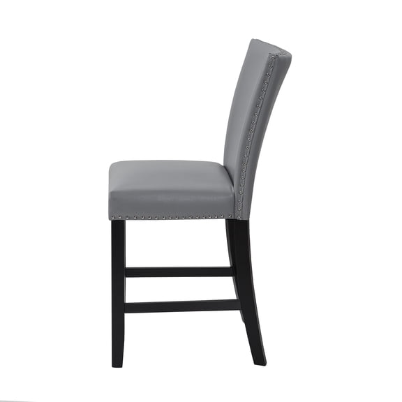 Nmkwnr 2 Pack Upholstered Dining Chair with Footrest, PU Leather Counter Side Chair for Living Room, Dining Room, Gray