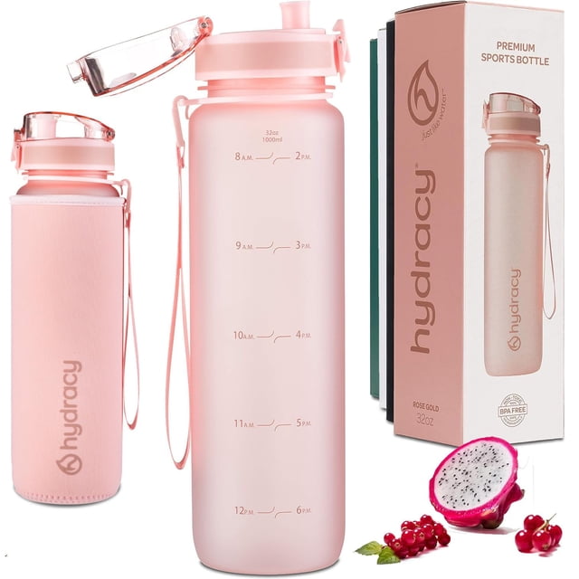 Botella de agua Hydracy con marcador de tiempo, 950 ml, sin BPA