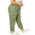 thumbnail image 6 of MODA NOVA Juniors Plus Size Drawstring Elastic Waist Stacked Cargo Pants, 6 of 6