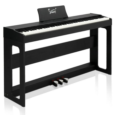 Glarry 88 Keys Full Weighted Keyboards Digital Piano with Furniture Stand, Black
