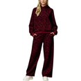 thumbnail image 3 of Women Leopard Print 2‑Piece Outfit Pullover Hooded Sweatshirt Wide Leg Pants Matching Loungewear Pant Set Casual Tracksuit S‑XXXL, 3 of 4