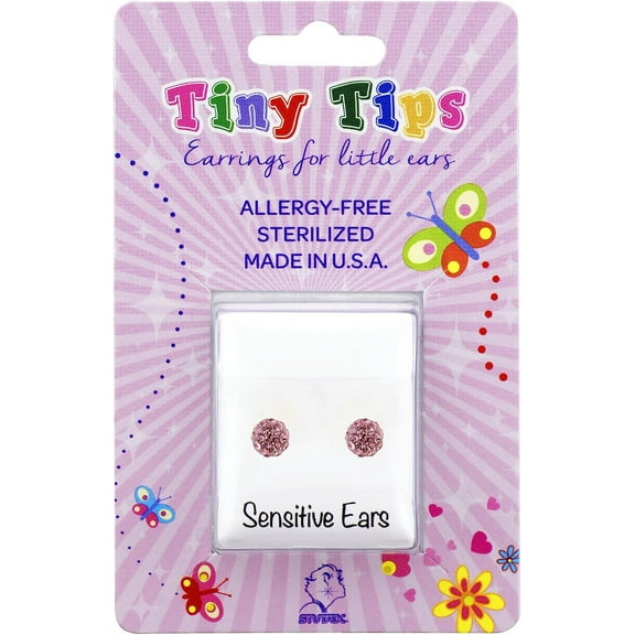 STUDEX Tiny Tips Stud Earrings Hypoallergenic for Little Ears 4.5mm Light Rose Fireball-TT-340W