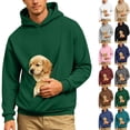 thumbnail image 6 of Pet Pouch Hoodie for Men Fall Winter Long Sleeve Loose Hooded Sweatshirt with Dog Pouch Cat Carrier Hoodies, 6 of 8