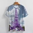 thumbnail image 3 of Blossoming Paris Eiffel Tower Women's Short Sleeve Tops Casual Blouses T Shirt, 3 of 6