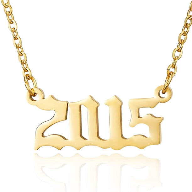 Collar con colgante de número de año de nacimiento, collar de acero inoxidable con número de oro y cumpleaños, joyería de cadena para mujer y niña Xemadio LRWJ198-29